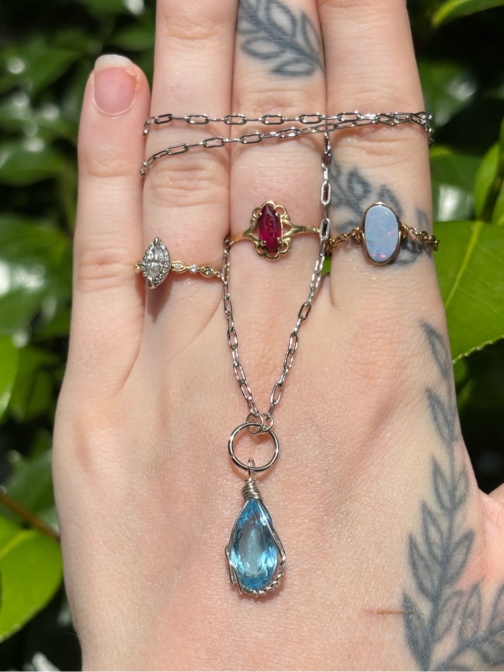 Swiss topaz charm necklace